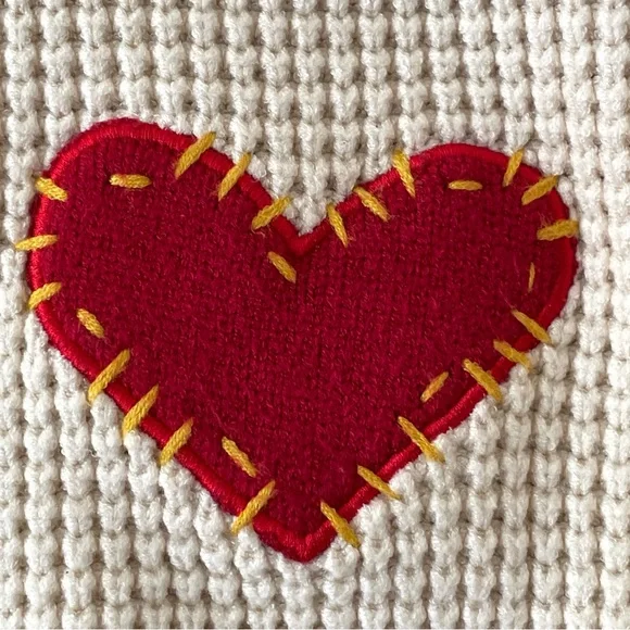 CENTRAL PARK WEST love heart waffle crew neck graphic embroidered sweater - Picture 6 of 9